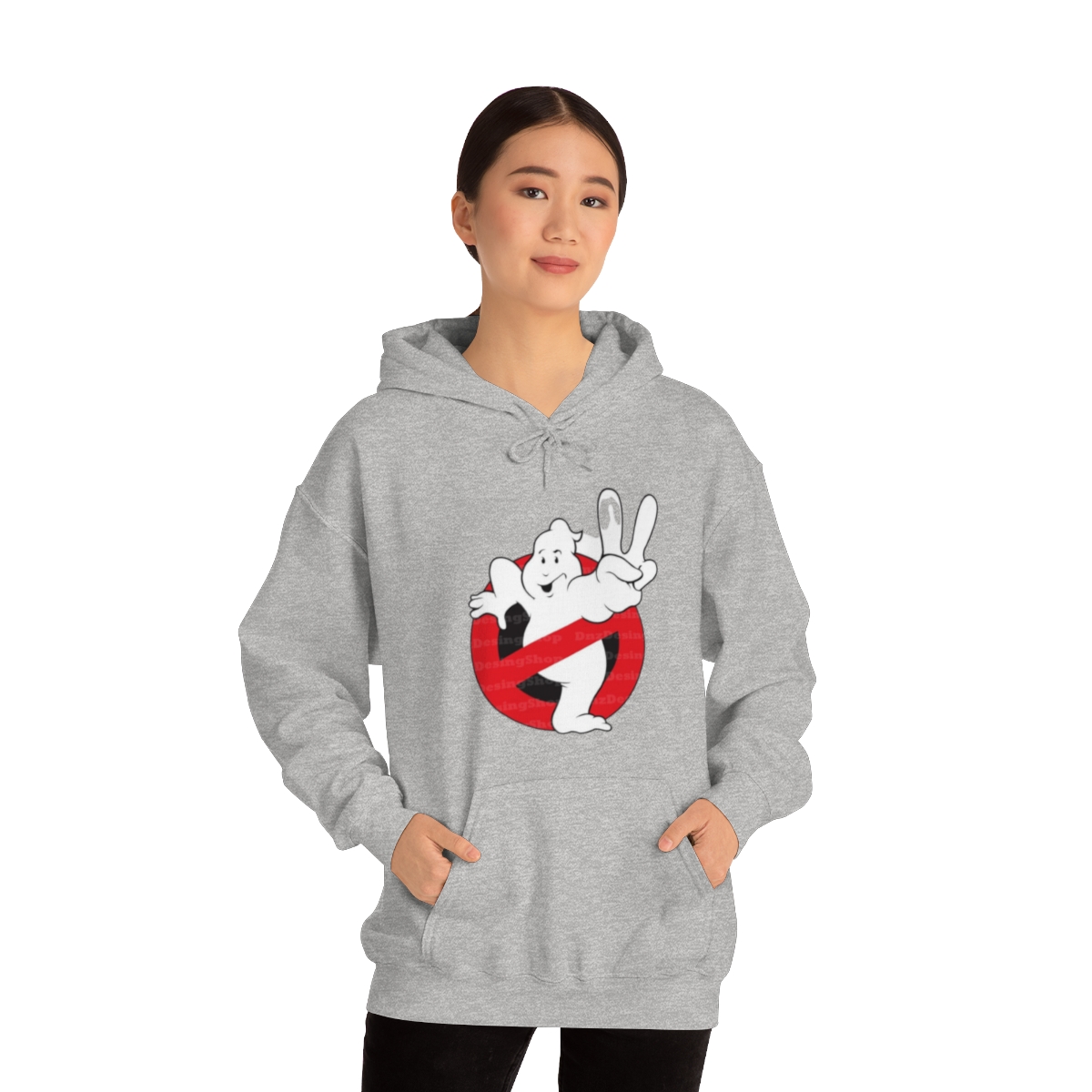 Ghost Busters Peace Sign Printed on a Unisex Heavy Blend™ Hooded Sweatshirt - Image 3