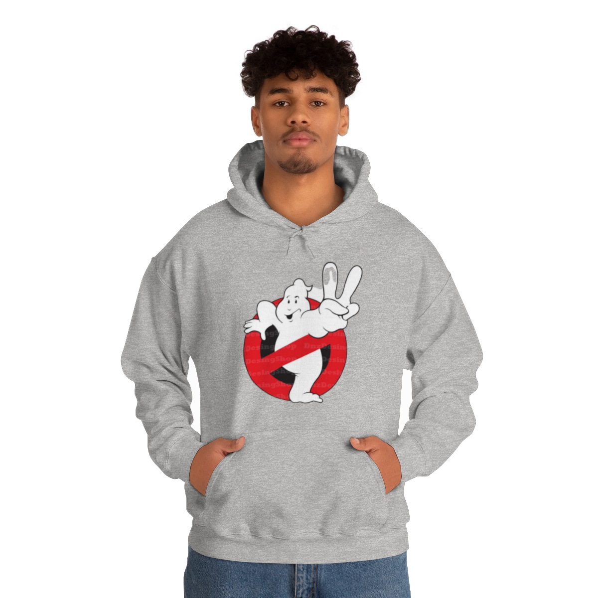 Ghost Busters Peace Sign Printed on a Unisex Heavy Blend™ Hooded Sweatshirt - Image 4