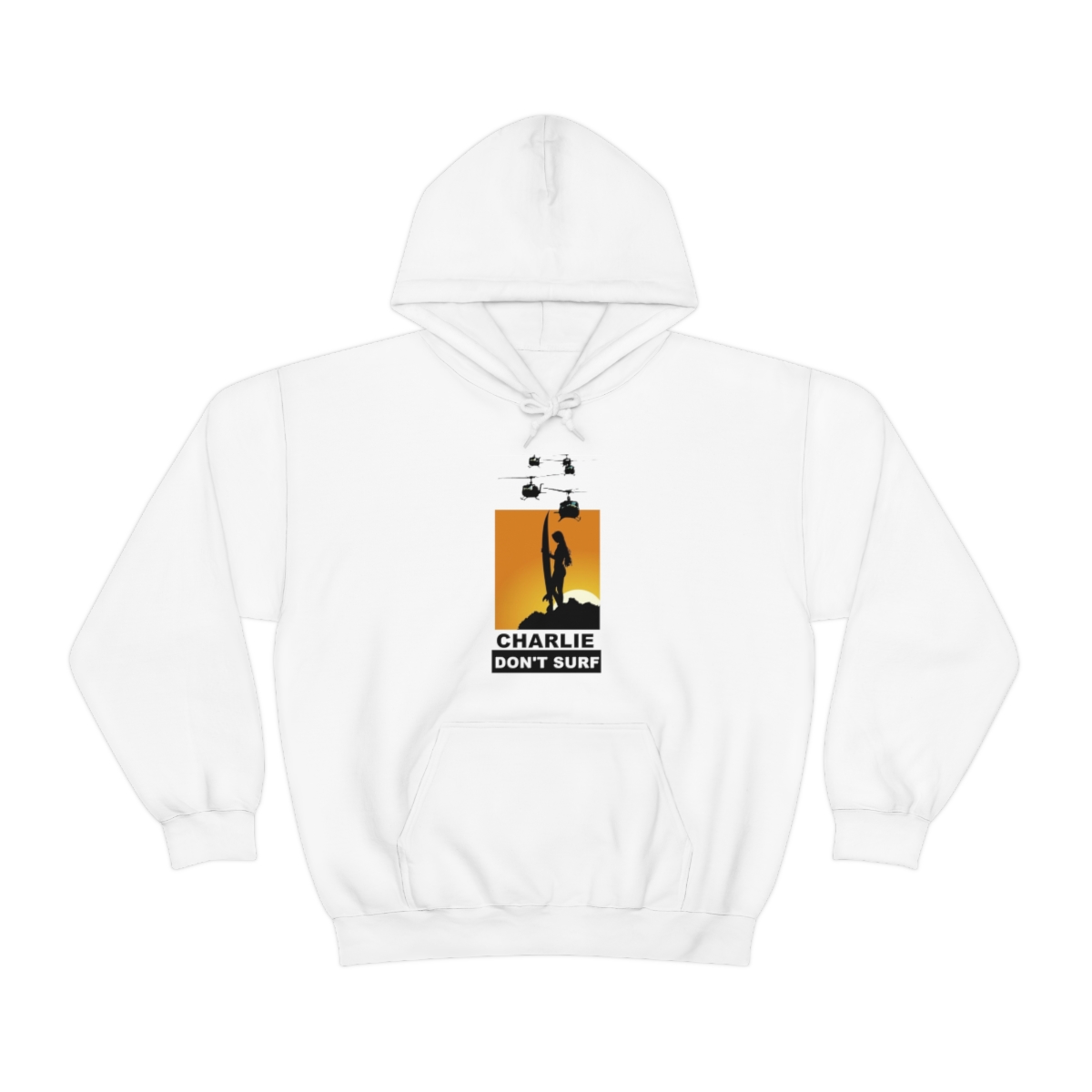 Charlie Don't Surf (Lady Surfer) Printed on a Unisex Heavy Blend™ Hooded Sweatshirt - Image 10