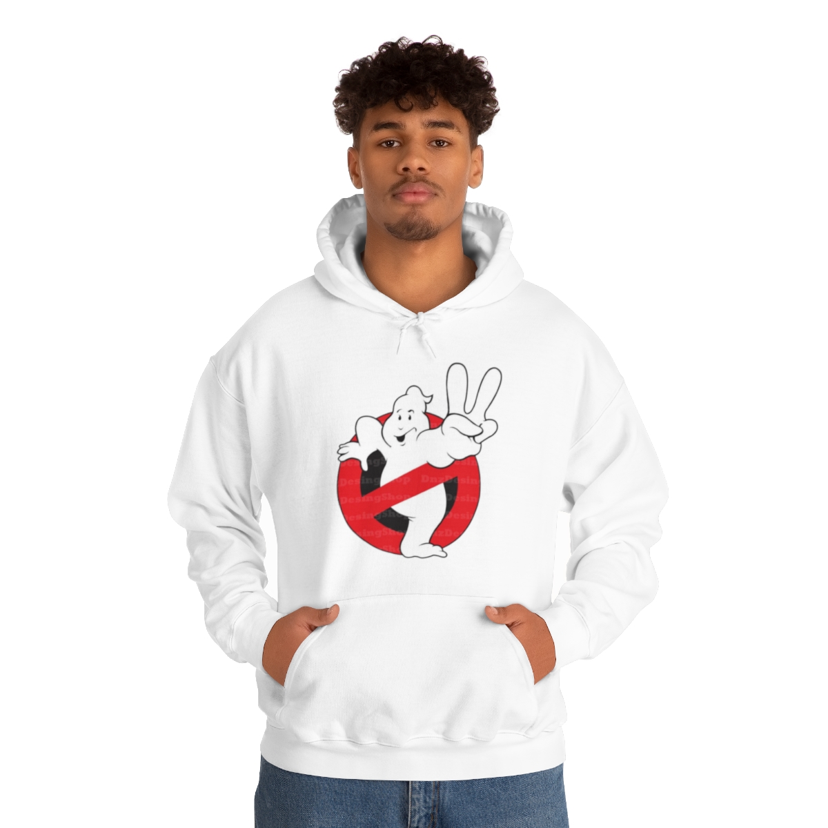 Ghost Busters Peace Sign Printed on a Unisex Heavy Blend™ Hooded Sweatshirt - Image 13