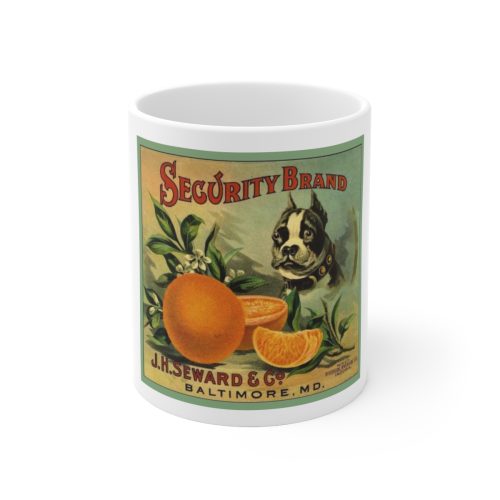 Security Brand Citrus Co. Vintage Crate Label Printed on a Large Ceramic Mug 11oz