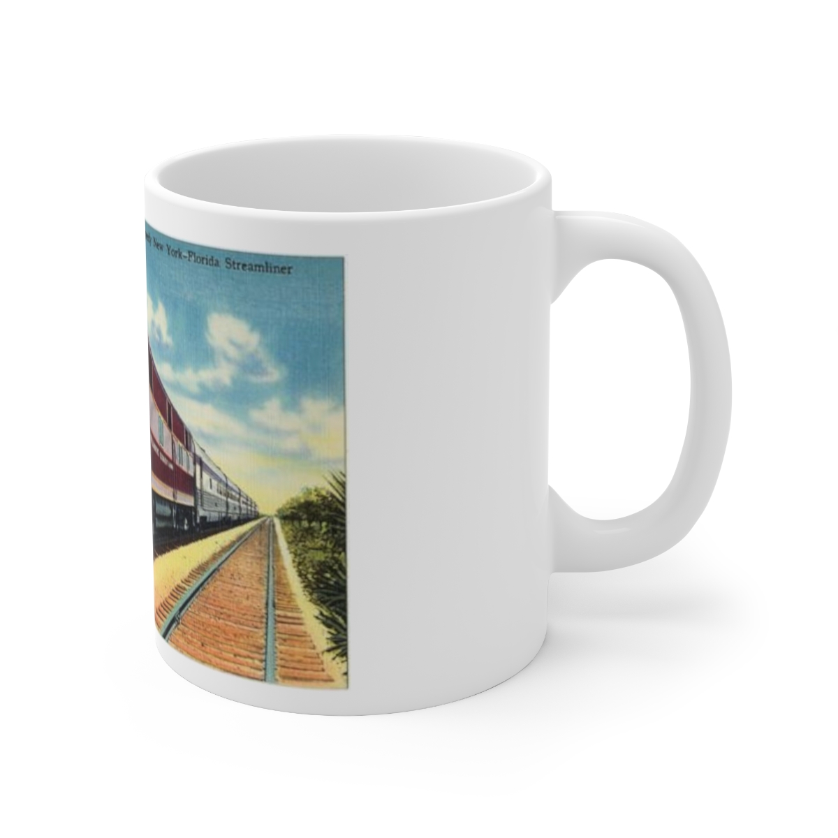 Train in Art Deco Style From a Postcard Printed on a Large Ceramic Mug 11oz - Image 3