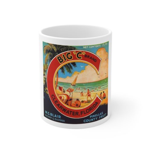 Big C Brand Fruit Crate Label Printed on a Large Ceramic Mug 11oz