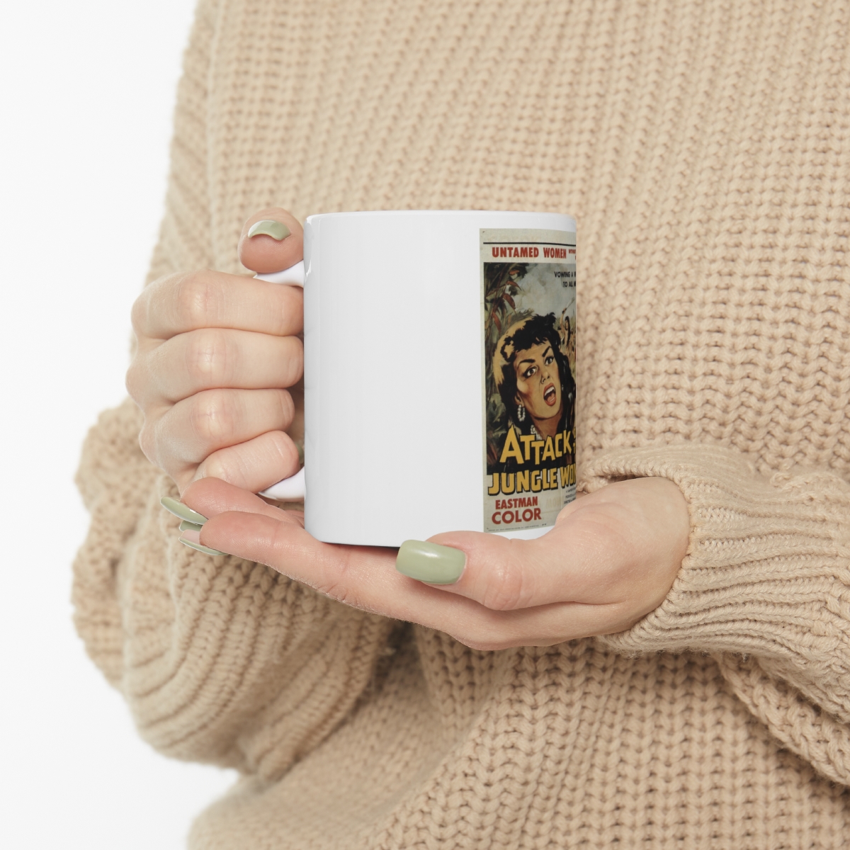 Attack of the Jungle Women Vintage Movie Poster Printed on a Large Ceramic Mug 11oz - Image 10