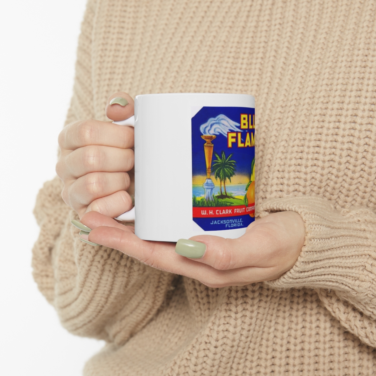 Blue Flame Brand Fruit Crate Label Printed on a Large Ceramic Mug 11oz - Image 10