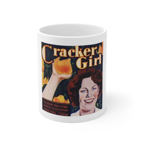 Cracker Girl Vintage Fruit Crate Label Printed on a Large Ceramic Mug 11oz