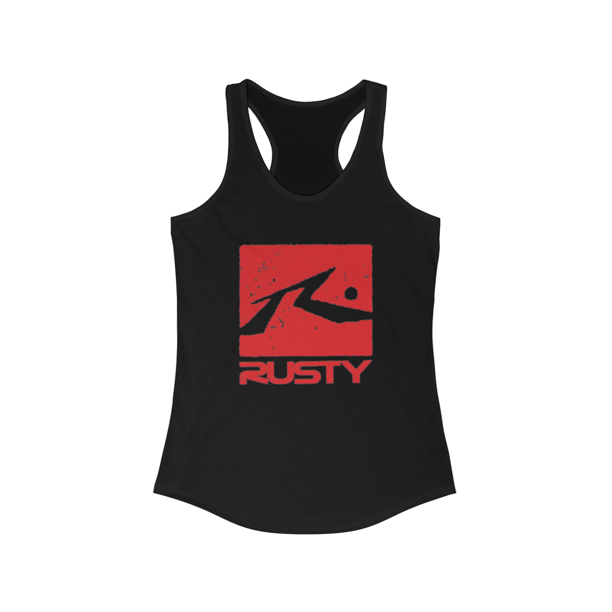 Rusty Surf Logo Printed on a Women's Ideal Racerback Tank - Image 3