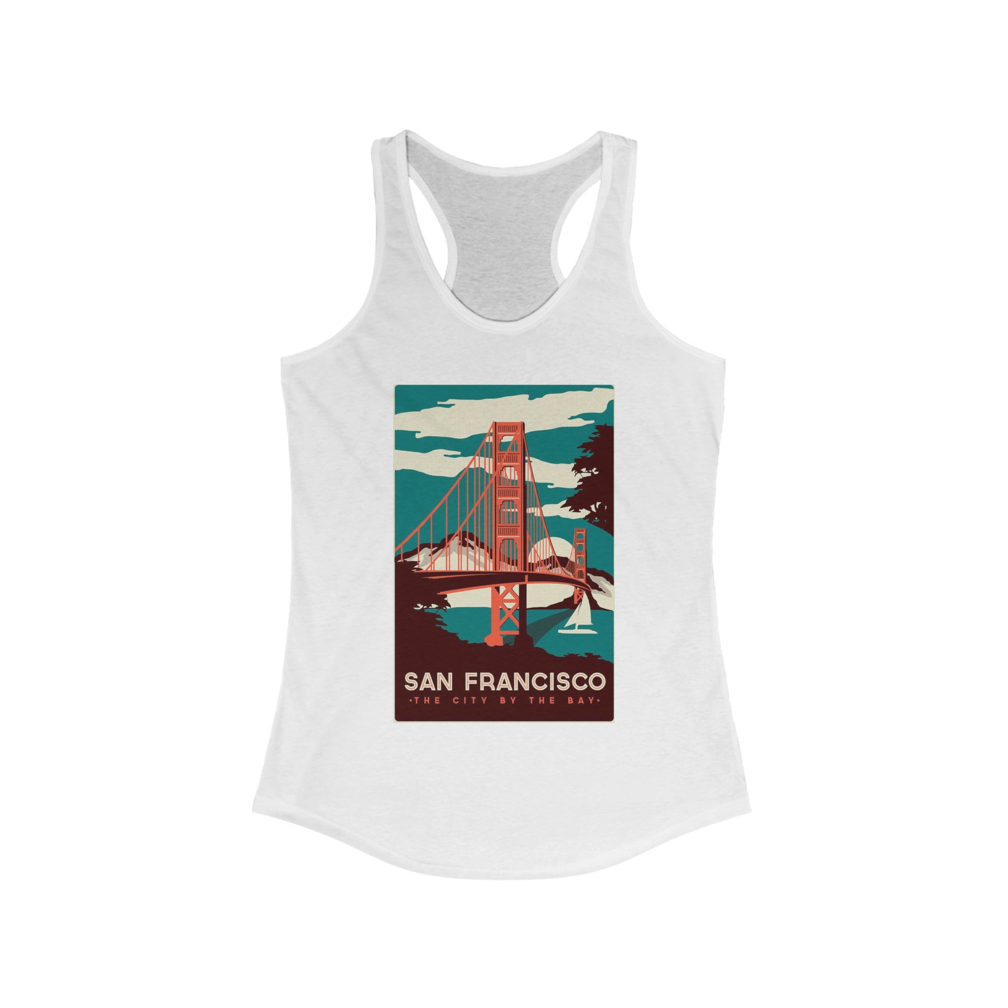 San Francisco Women's Racerback Tank - Retro Lifestyle Tee for Travelers, Perfect for Summer, Vacations, Gifts, Outdoor Events
