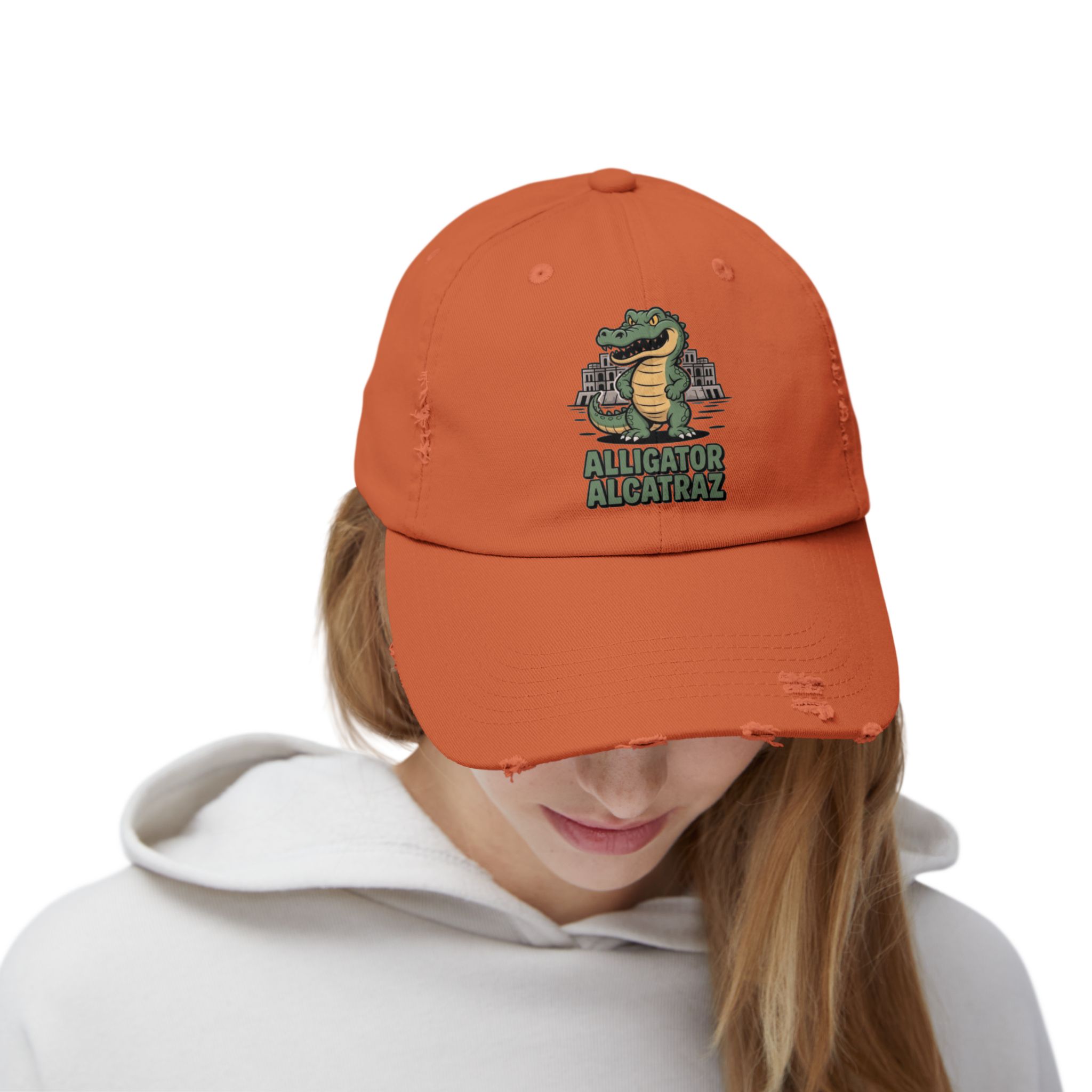 Alligator Alcatraz Distressed Cap for Casual Adventures, Unisex Cap, Trendy Hat, Outdoor Wear, Animal Lover Gift, Fun Accessory - Image 16