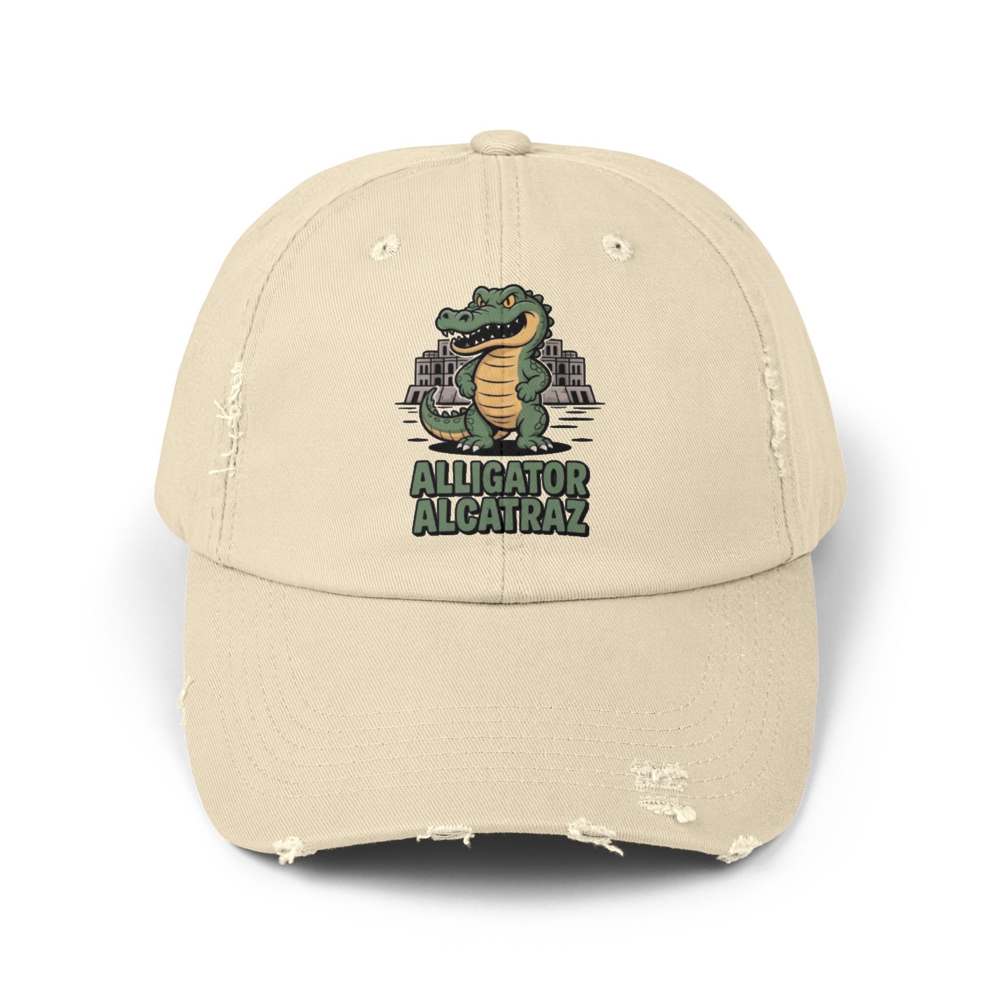 Alligator Alcatraz Distressed Cap for Casual Adventures, Unisex Cap, Trendy Hat, Outdoor Wear, Animal Lover Gift, Fun Accessory - Image 9