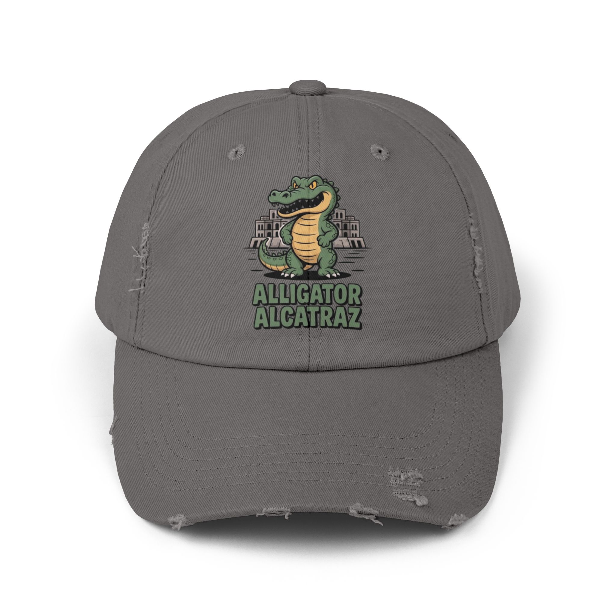Alligator Alcatraz Distressed Cap for Casual Adventures, Unisex Cap, Trendy Hat, Outdoor Wear, Animal Lover Gift, Fun Accessory - Image 21