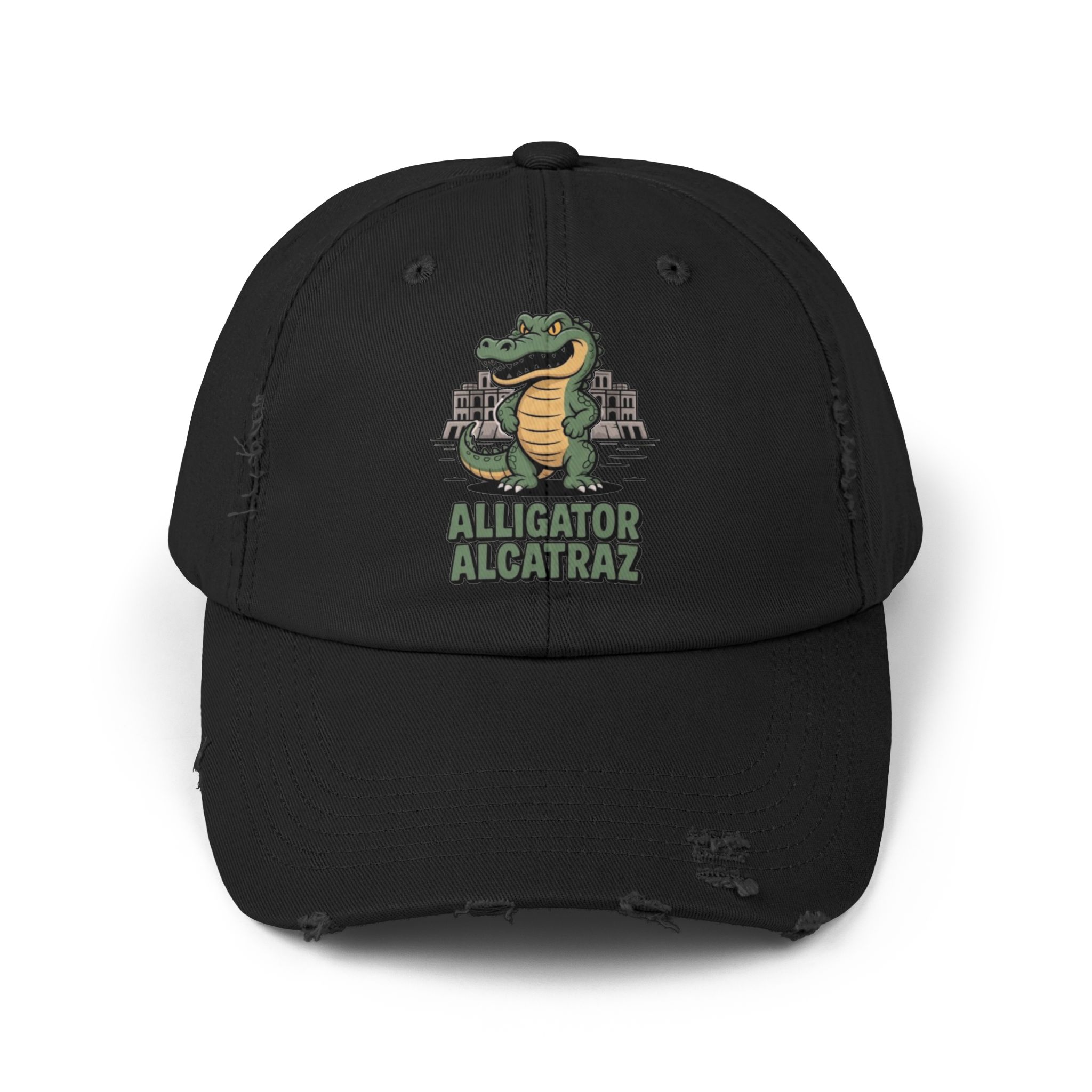 Alligator Alcatraz Distressed Cap for Casual Adventures, Unisex Cap, Trendy Hat, Outdoor Wear, Animal Lover Gift, Fun Accessory - Image 5
