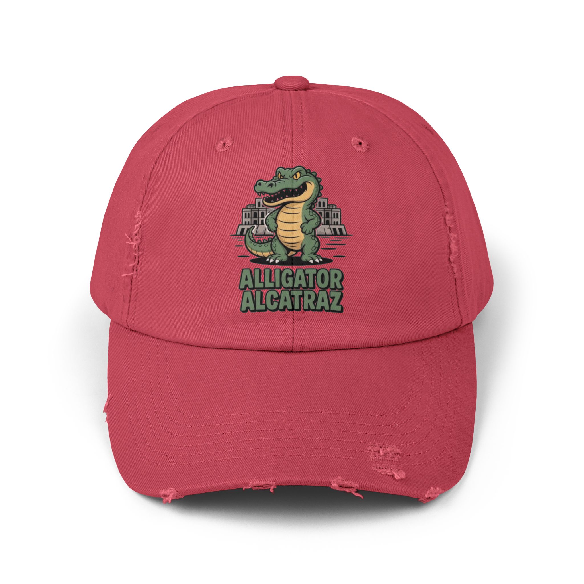 Alligator Alcatraz Distressed Cap for Casual Adventures, Unisex Cap, Trendy Hat, Outdoor Wear, Animal Lover Gift, Fun Accessory - Image 29