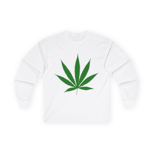 Cannabis Leaf Long Sleeve Tee, Unisex Cotton Shirt, 420 Apparel, Stoner Gift, Eco-friendly Fashion