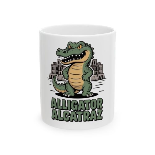 Alligator Alcatraz Ceramic Mug, Animal Coffee Cup, Unique Gift for Kids, Fun Kitchen Decor, Birthday Present, Collectible Mug