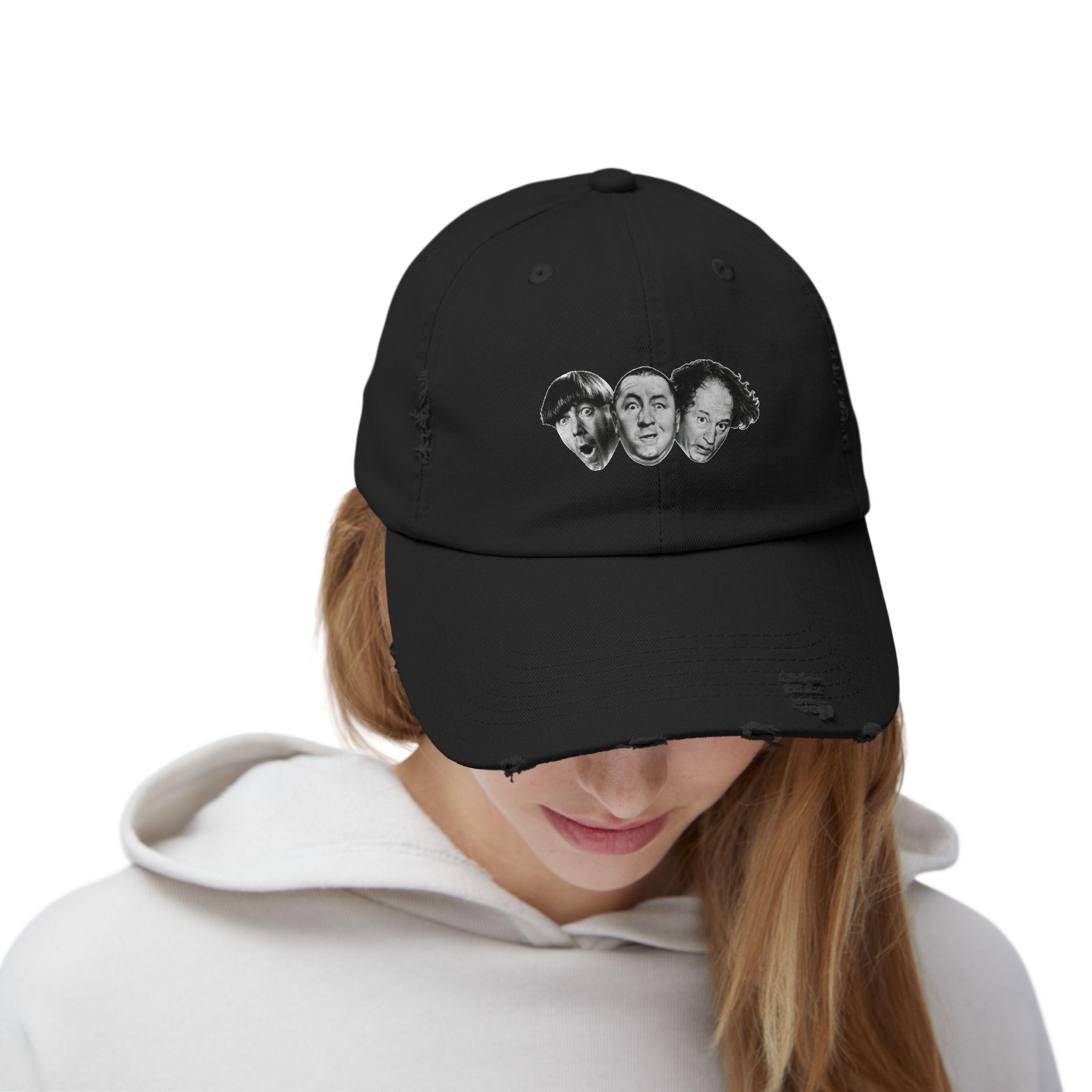 Three Stooges Distressed Cap, Trendy Comedy Cap, Vintage Cap, Gift for Fans, Unisex Hat, Streetwear Accessory - Image 8