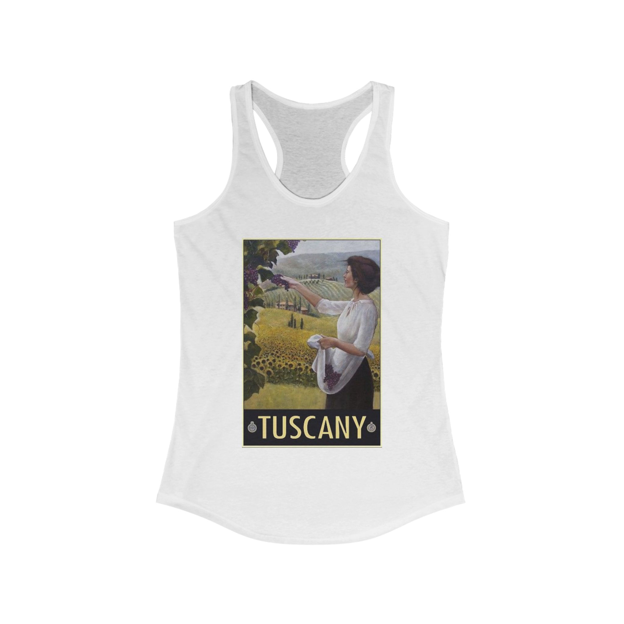 Vintage Tuscan Vibes Women's Racerback Tank, Travel Tee, Summer Top, Vacation Outfit, Gift for Wanderlusters