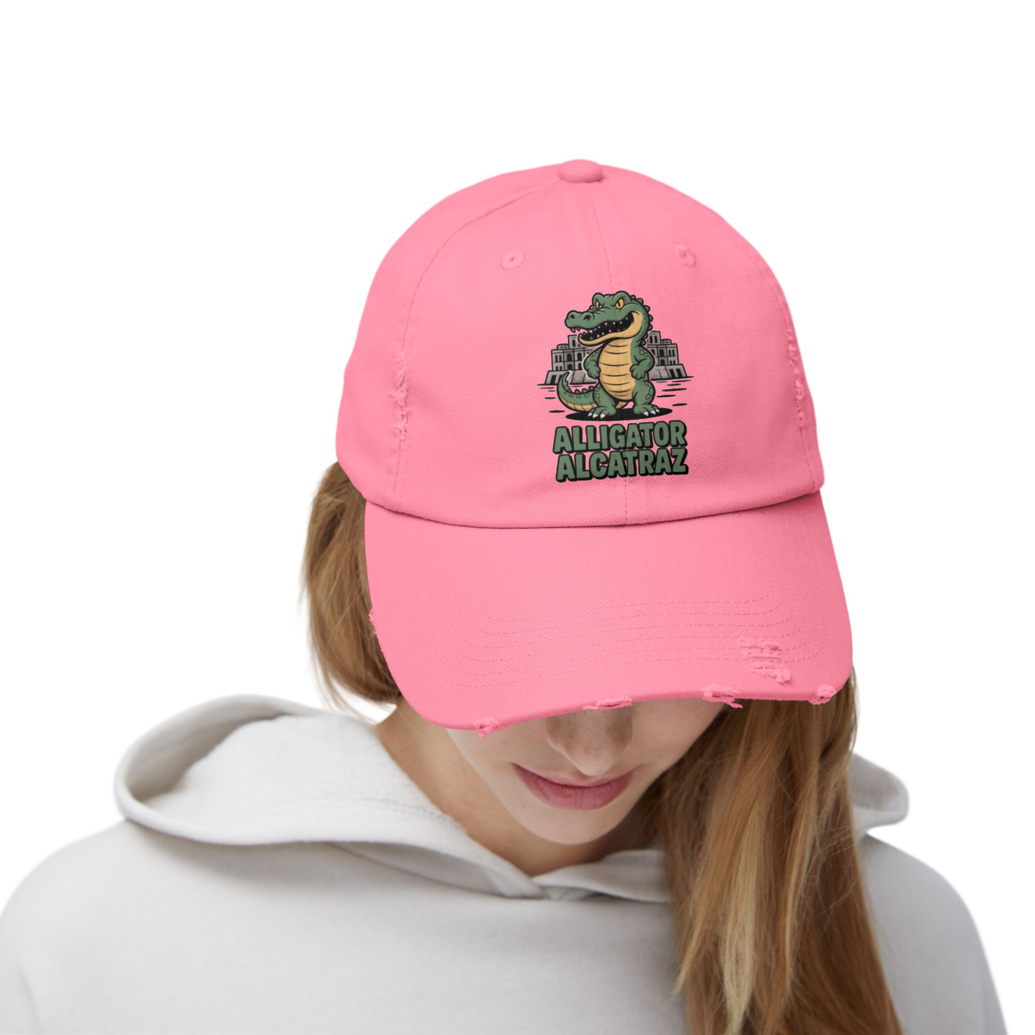 Alligator Alcatraz Distressed Cap for Casual Adventures, Unisex Cap, Trendy Hat, Outdoor Wear, Animal Lover Gift, Fun Accessory - Image 28