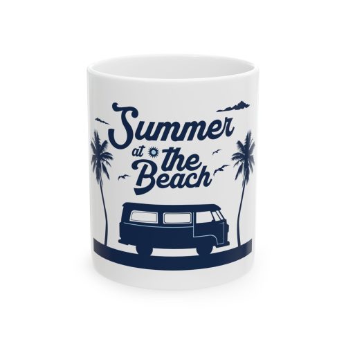 Beach Vibes Ceramic Mug, Summer Coffee Cup, Vacation Drinkware, Gift for Beach Lovers, Ocean-Themed Mug