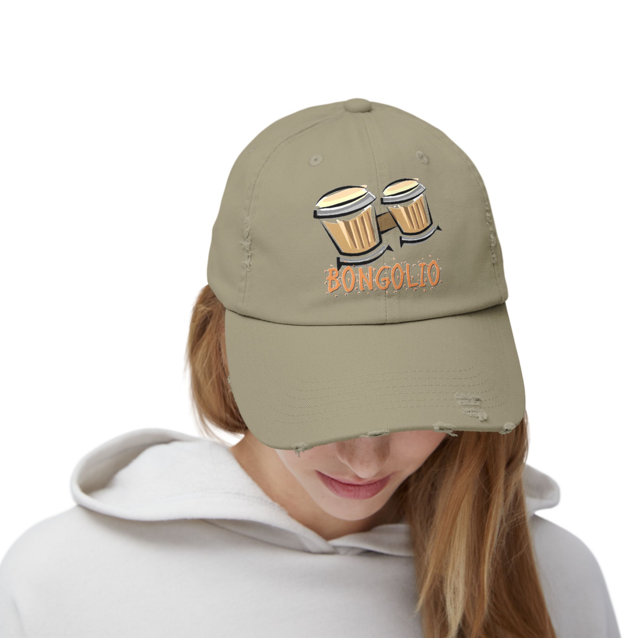 Bongolio! Bongos Distressed Cap | Trendy Bohemian Hat, Music Lover Gift, Casual Style, Festival Accessory, Unique Headwear - Image 4