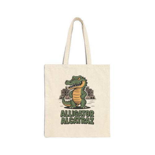 Alligator Alcatraz Cotton Canvas Tote Bag | Eco-Friendly Shopper, Beach Bag, Gift for Animal Lovers, Fun Kids Art