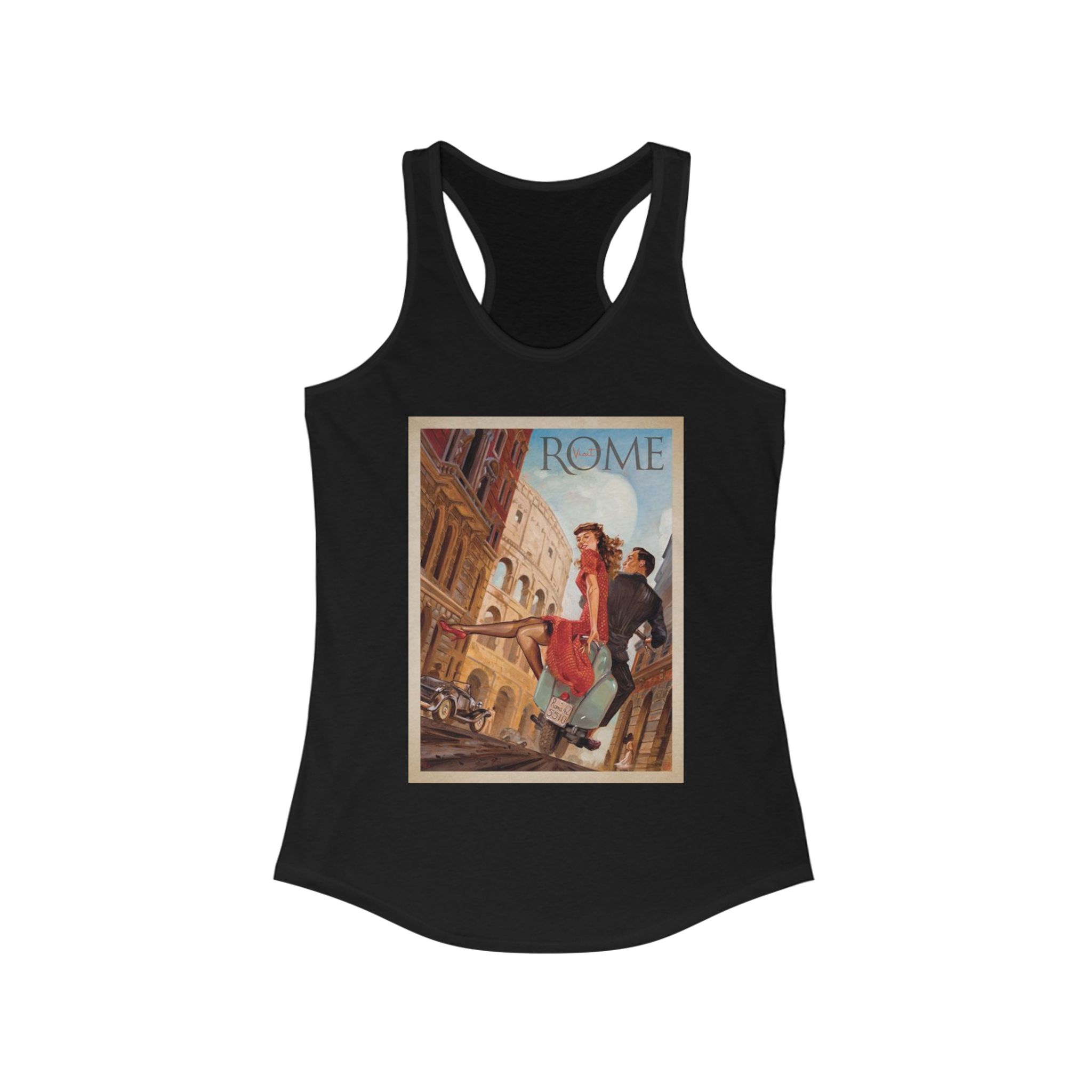 Vintage Rome Women's Racerback Tank | Travel Art Tee | Perfect for Summer, Vacations, Gifts, Tourist Souvenir, Italy Style - Image 5