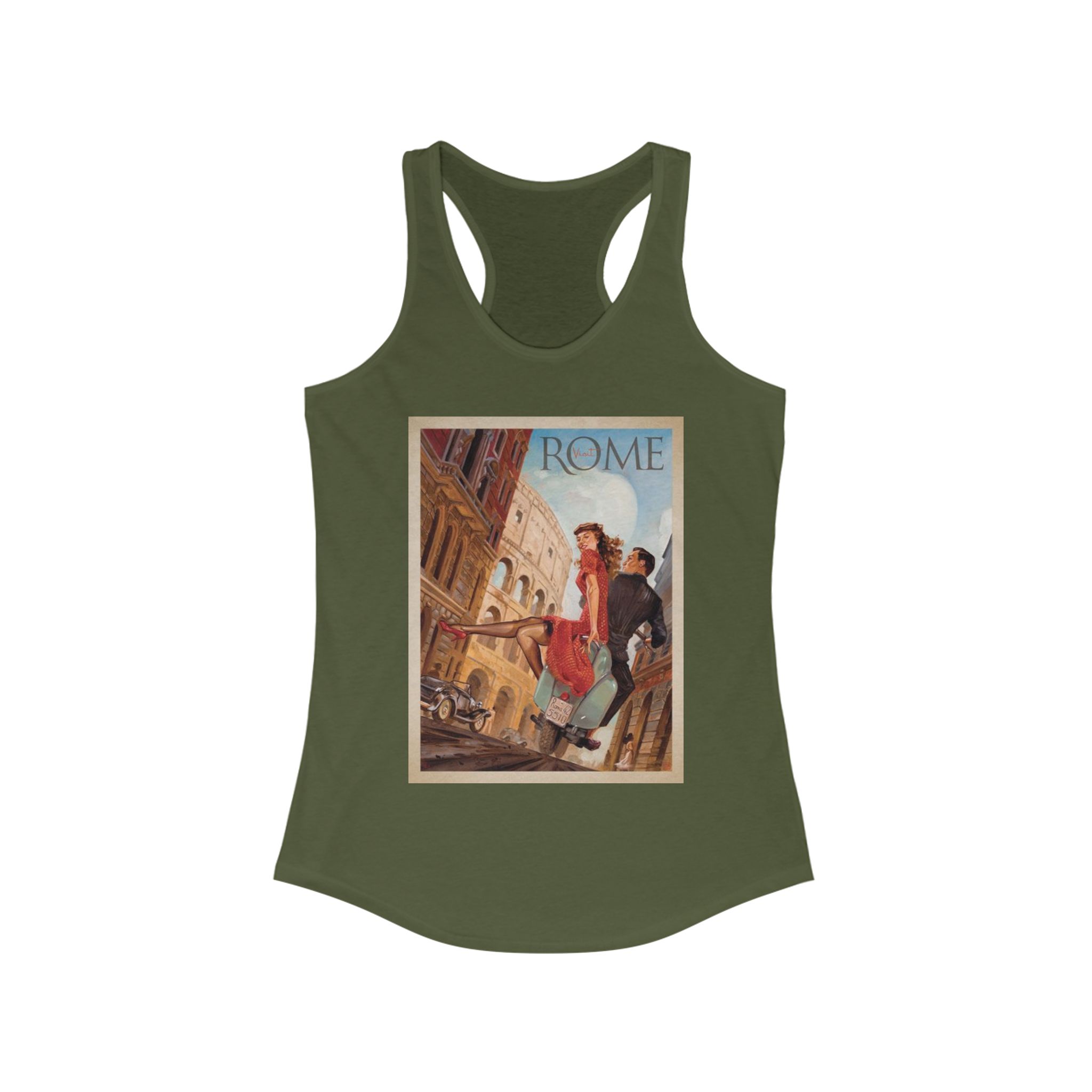 Vintage Rome Women's Racerback Tank | Travel Art Tee | Perfect for Summer, Vacations, Gifts, Tourist Souvenir, Italy Style - Image 11