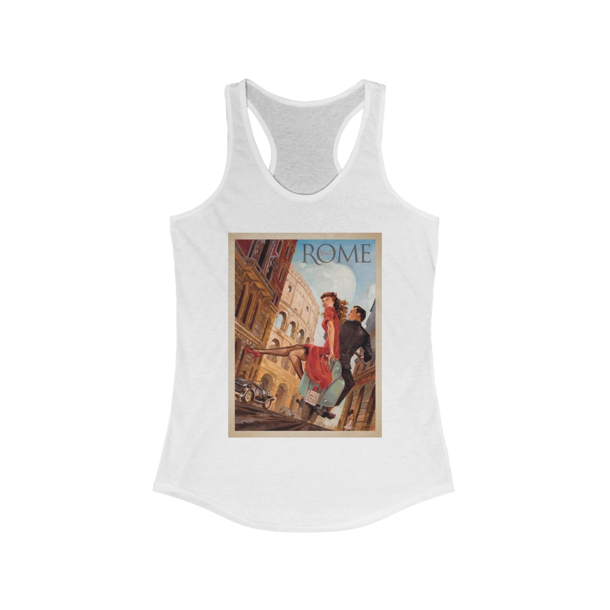 Vintage Rome Women's Racerback Tank | Travel Art Tee | Perfect for Summer, Vacations, Gifts, Tourist Souvenir, Italy Style