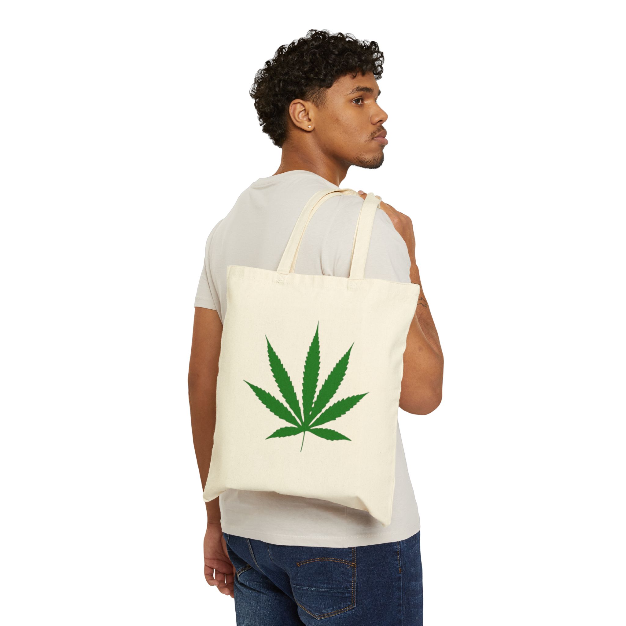 Eco-Friendly Cannabis Leaf Tote Bag, Reusable Grocery Bag, Boho Chic Shopper, Greenery Gift, Plant Lover Accessory - Image 3