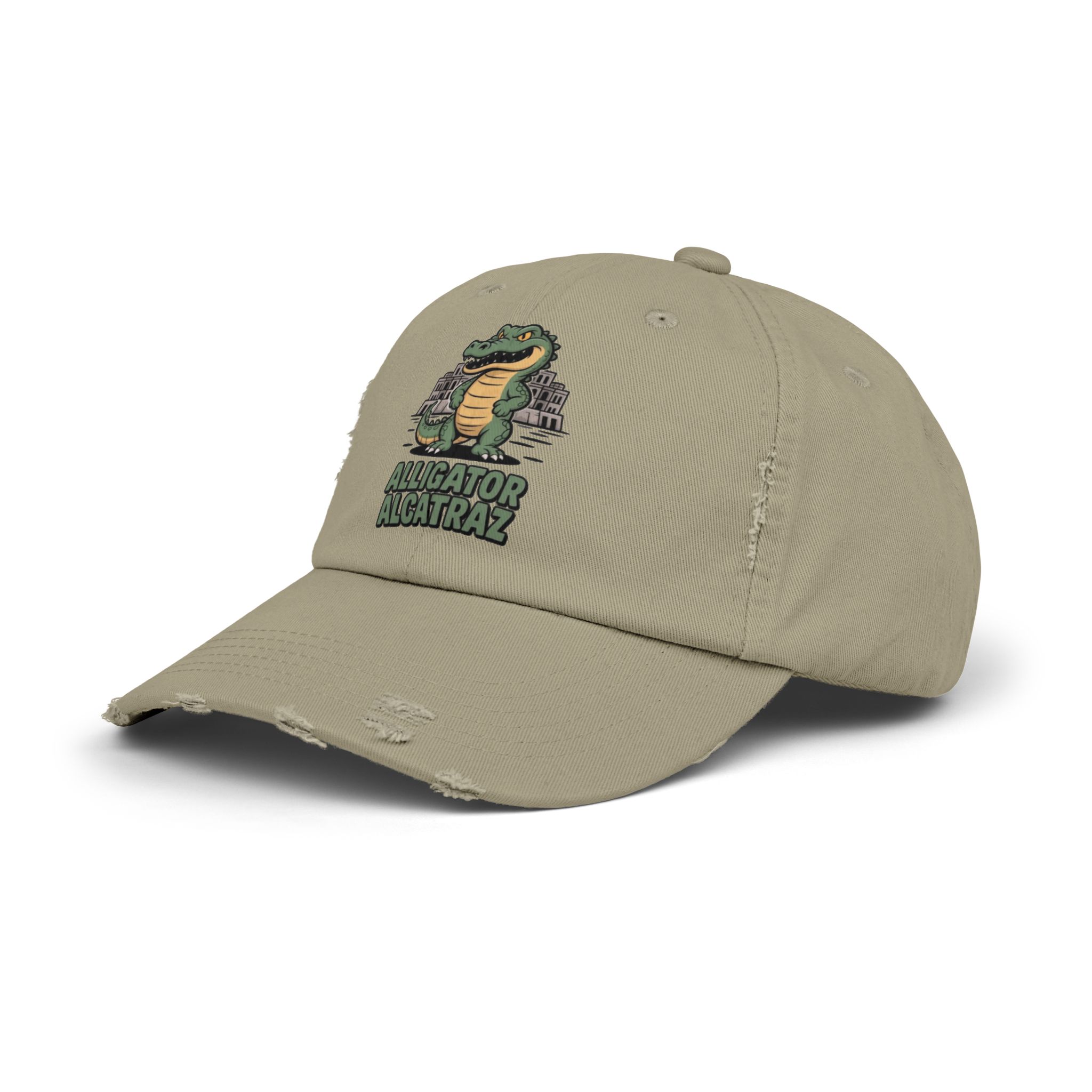 Alligator Alcatraz Distressed Cap for Casual Adventures, Unisex Cap, Trendy Hat, Outdoor Wear, Animal Lover Gift, Fun Accessory - Image 2