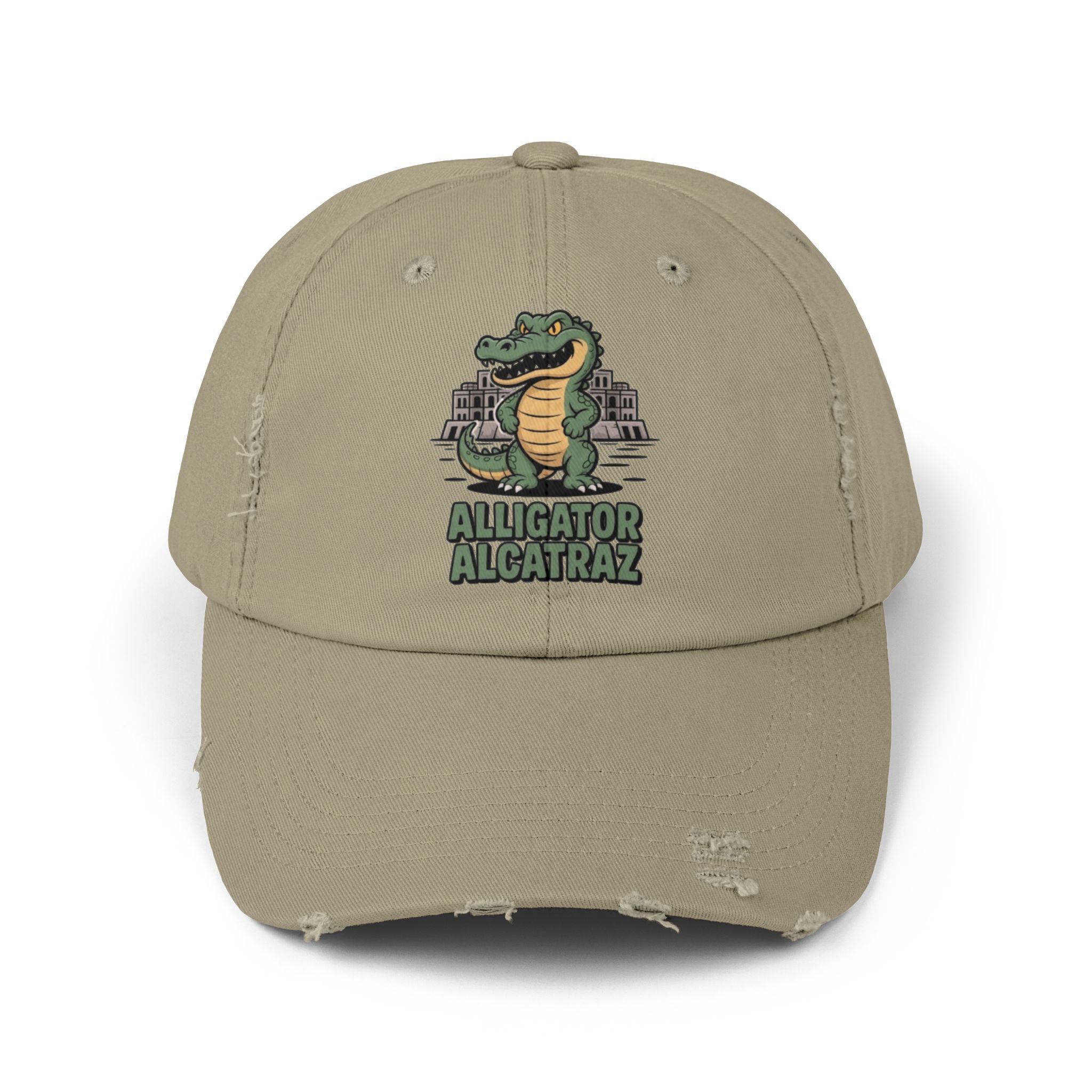 Alligator Alcatraz Distressed Cap for Casual Adventures, Unisex Cap, Trendy Hat, Outdoor Wear, Animal Lover Gift, Fun Accessory