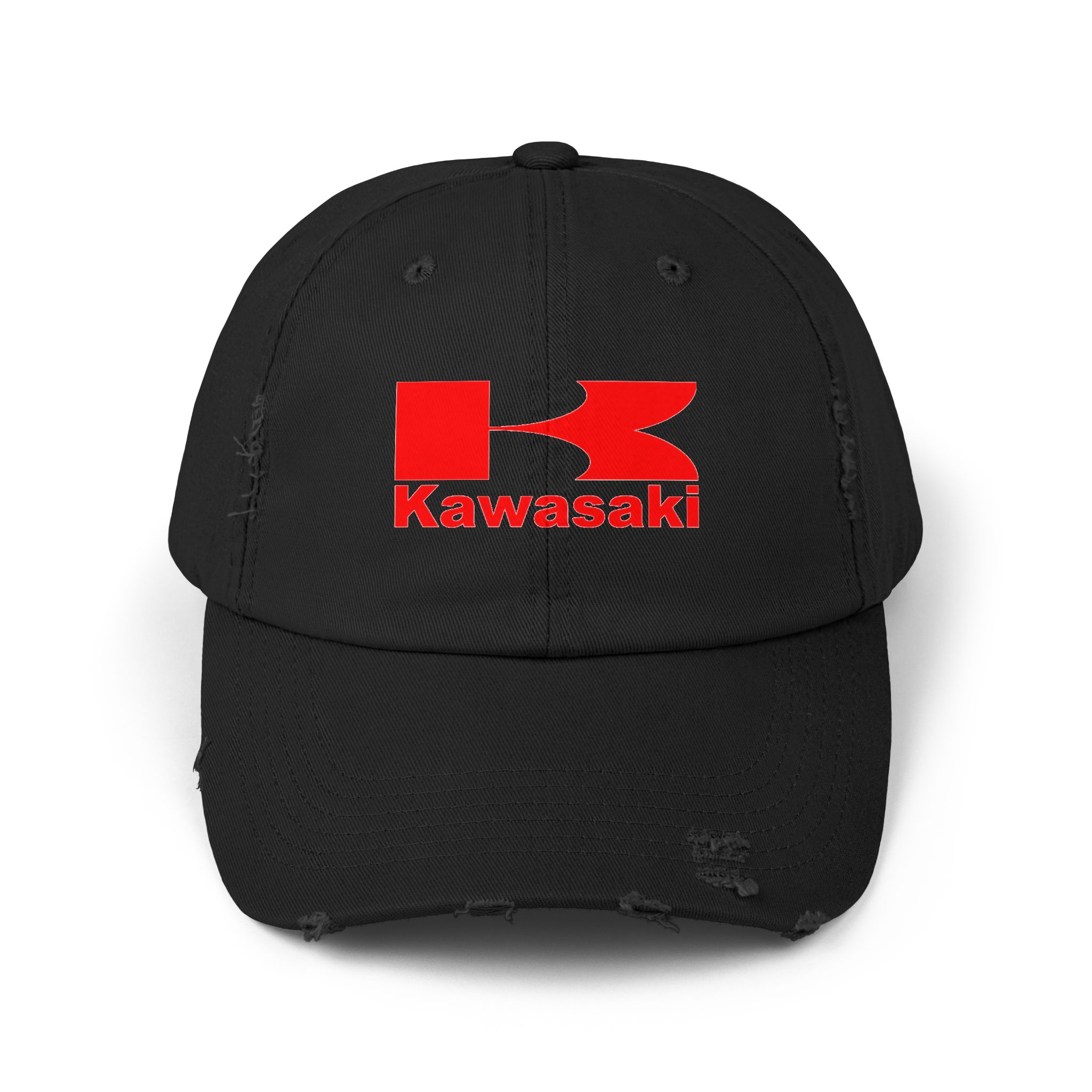 Kawasaki Logo Distressed Cap, Casual Wear Accessories, Gifts for Bikers, Trendy Summer Hat, Fashionable Street Style