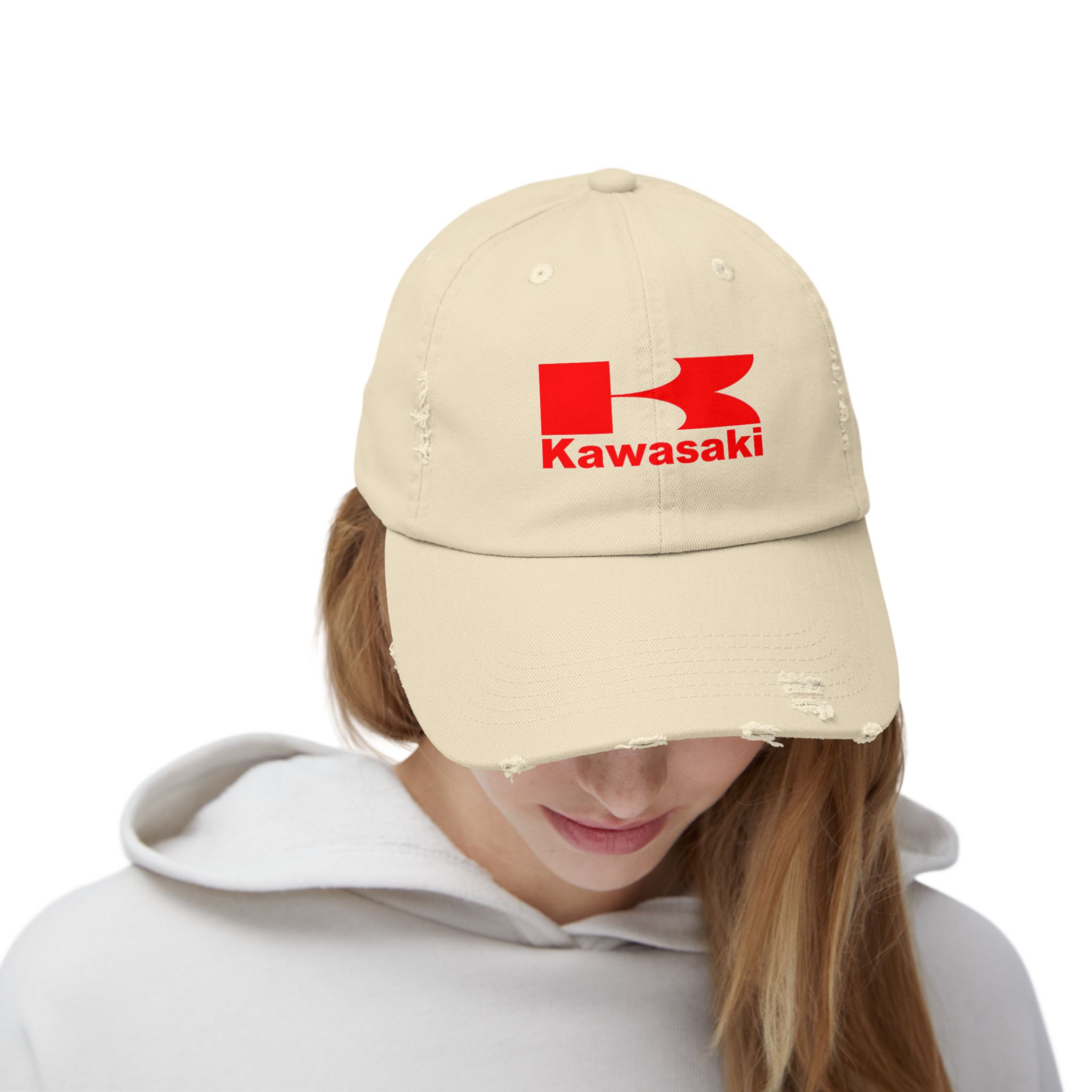 Kawasaki Logo Distressed Cap, Casual Wear Accessories, Gifts for Bikers, Trendy Summer Hat, Fashionable Street Style - Image 8