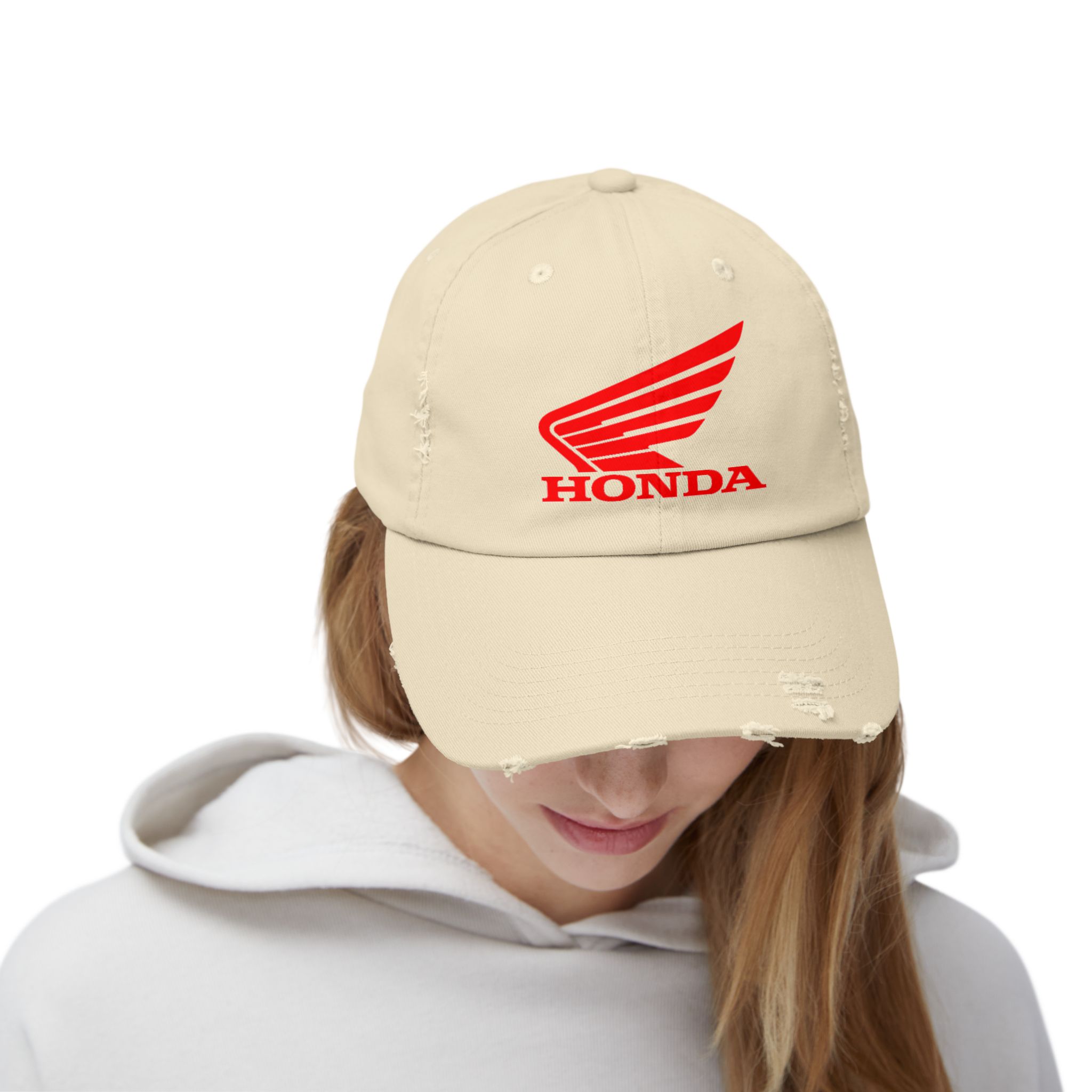 Honda Logo -- Distressed Cap with Honda Logo, Casual Hat, Vintage Style Cap, Outdoor Gear, Gift for Motorbike Lovers - Image 4
