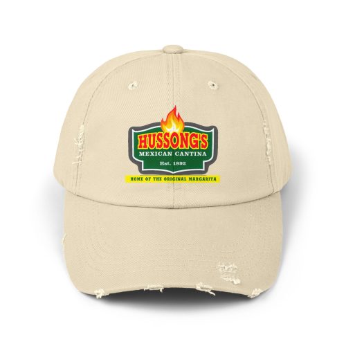 Hussongs Distressed Cap, Casual Cap, Mexican Cantina Cap, Vintage Style Hat, Summer Accessory, Gift for Him/Her, Fun Baseball Cap