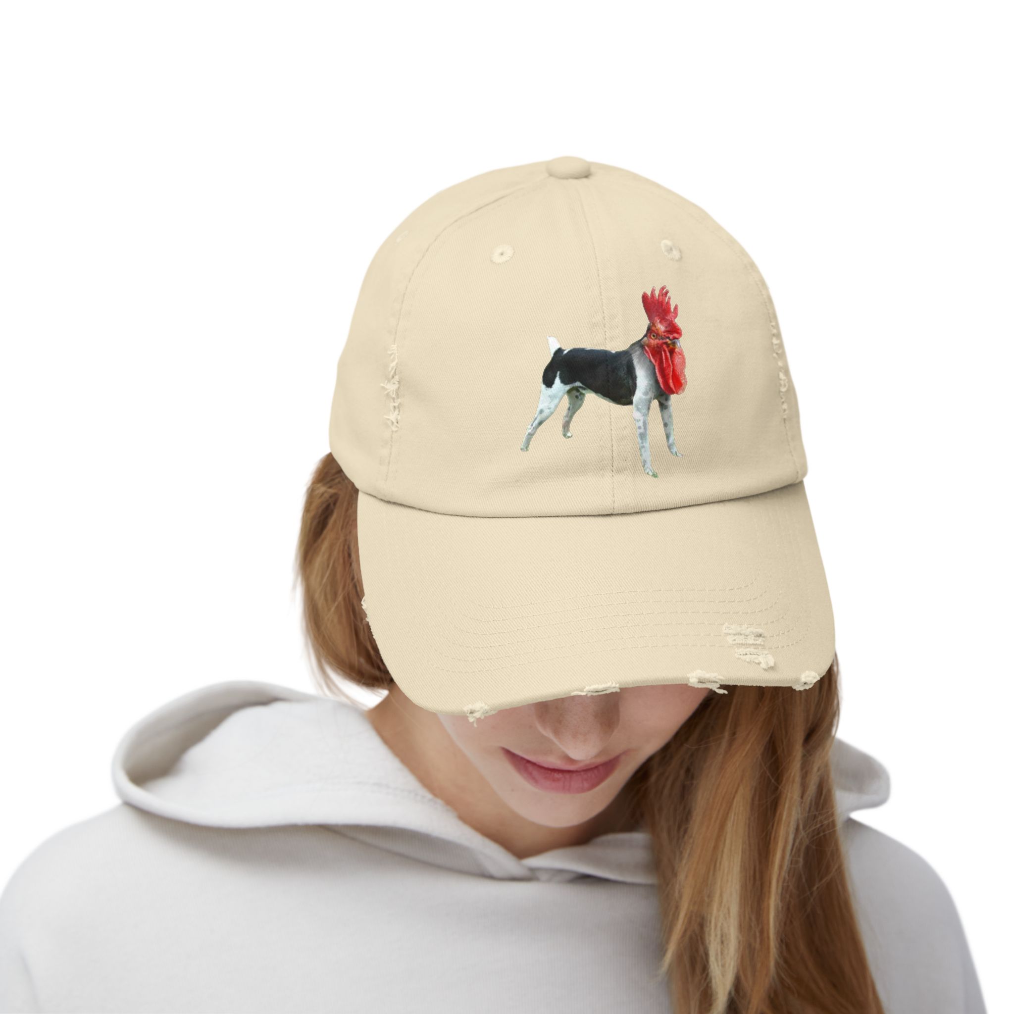 Dog Cock Distressed Cap with Chicken Design | Perfect for Animal Lovers, Summer Outings, Fun Parties, & Unique Gifts - Image 4