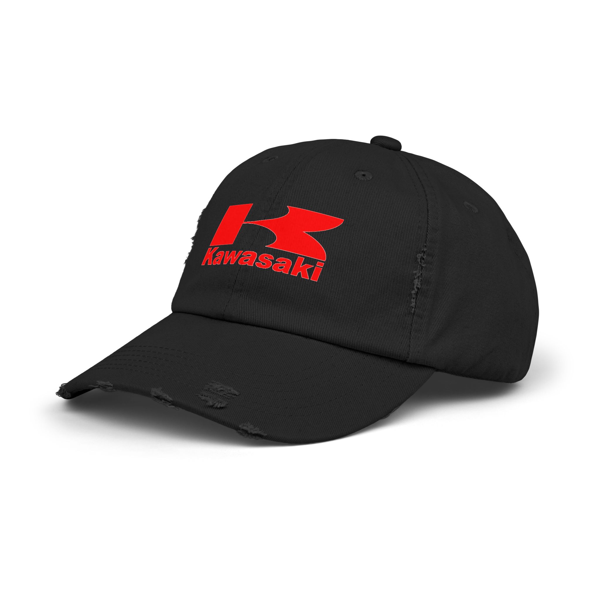 Kawasaki Logo Distressed Cap, Casual Wear Accessories, Gifts for Bikers, Trendy Summer Hat, Fashionable Street Style - Image 2