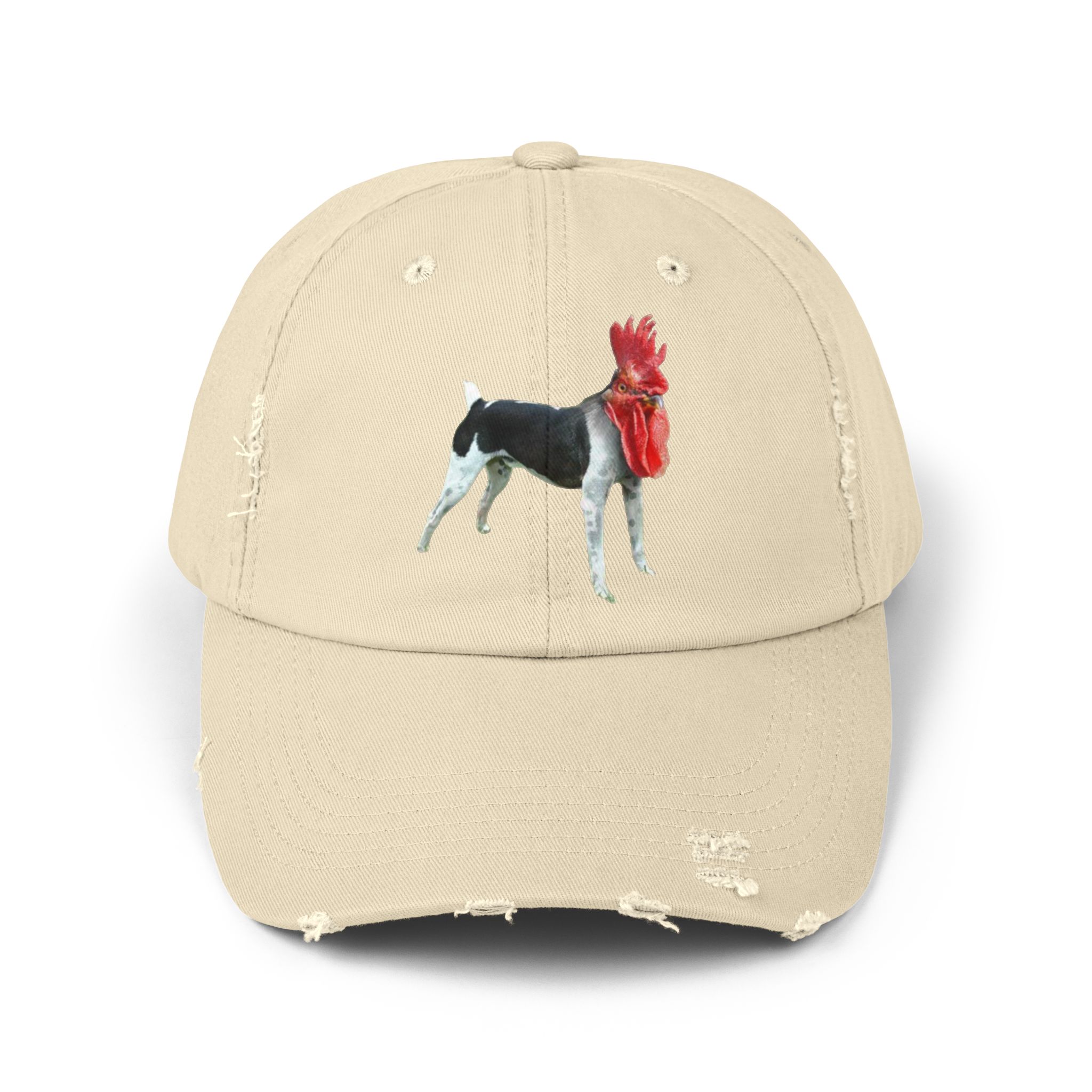 Dog Cock Distressed Cap with Chicken Design | Perfect for Animal Lovers, Summer Outings, Fun Parties, & Unique Gifts